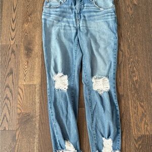 Good American Good Classic Slim Straight Distressed Blue Jeans size 14